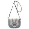 Beige/blauwe schoudertas