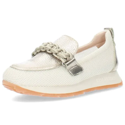 Beige/metallic sneakers
