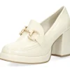 Ecru mocassins op hak