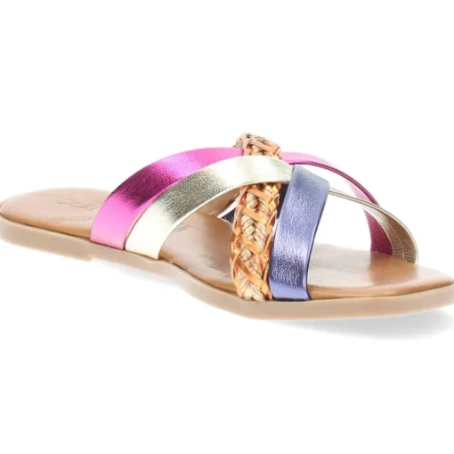 Multicolour metallic slippers