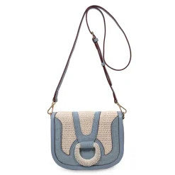 Beige/blauwe schoudertas