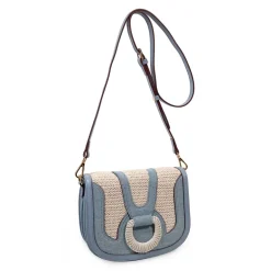 Beige/blauwe schoudertas