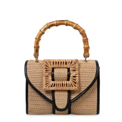 Beige/zwarte handtas