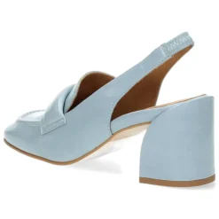 Blauwe mocassins op hak