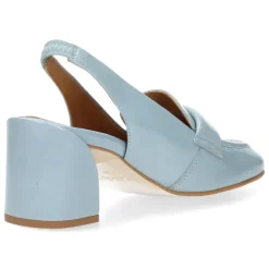 Blauwe mocassins op hak