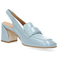 Blauwe mocassins op hak