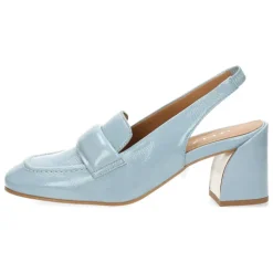 Blauwe mocassins op hak