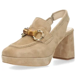 Cognac mocassins op hak