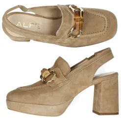 Cognac mocassins op hak