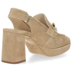 Cognac mocassins op hak