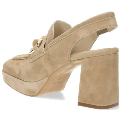 Cognac mocassins op hak