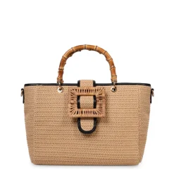 Cognac/zwarte handtas