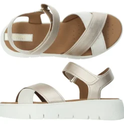 Metallic beige sandalen