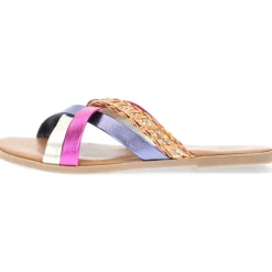 Multicolour metallic slippers