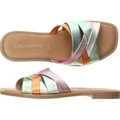 Multicolour metallic slippers